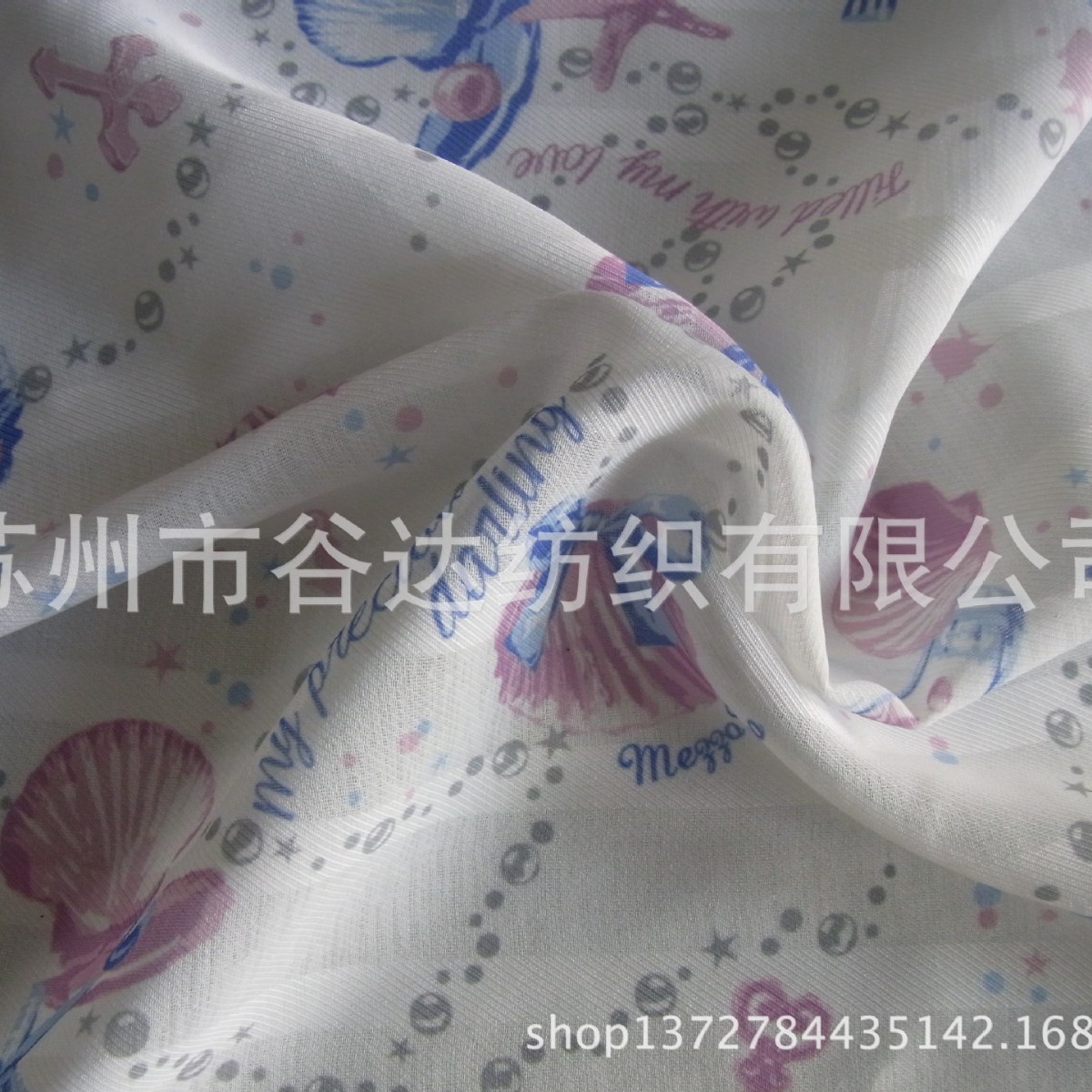 厂家供应：雪纺珠印花/提花竖条雪纺印花     新品印花雪纺