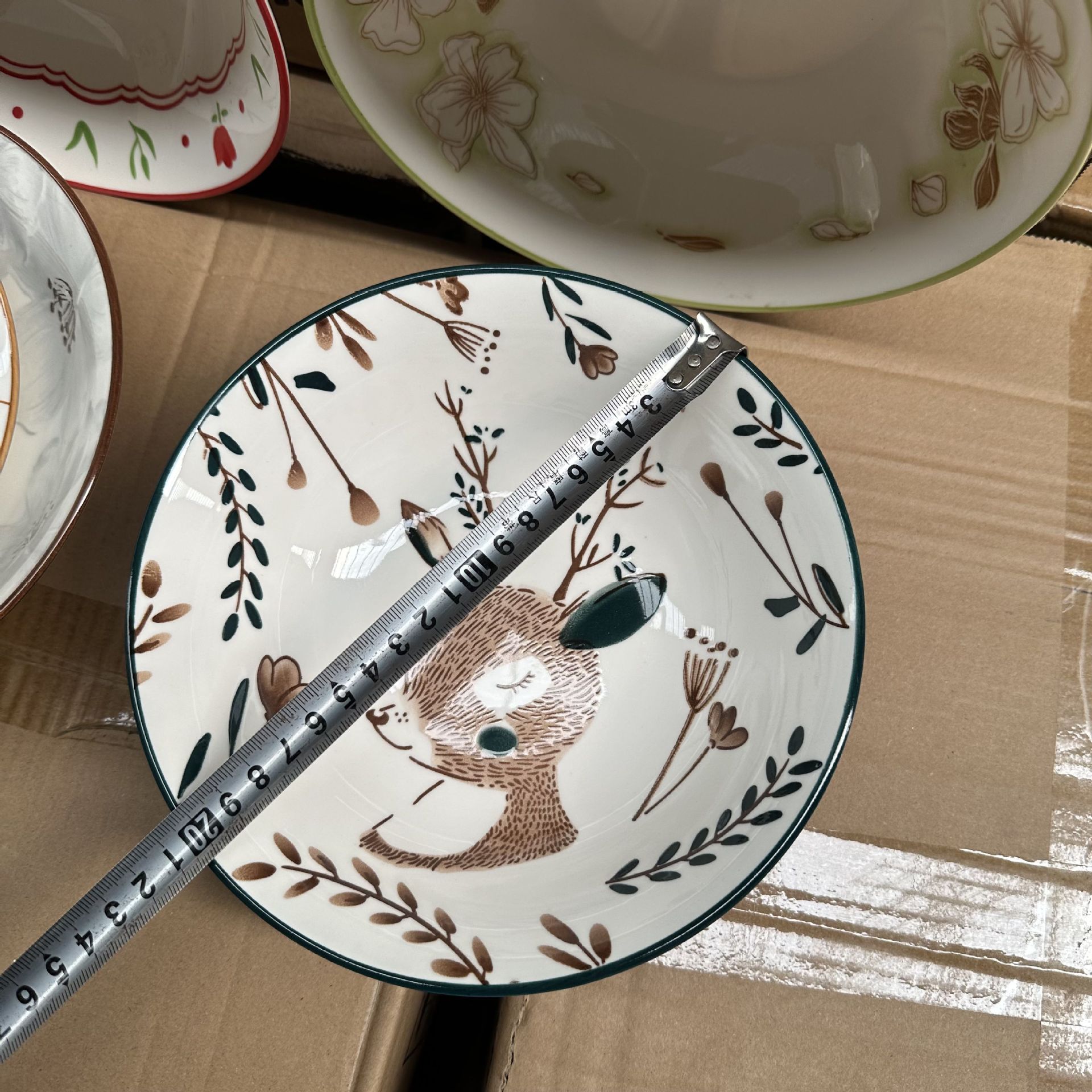 Shanxi cerámica impresión al por mayor de 8 pulgadas cuenco esmaltado cuenco colorido dos yuanes tienda de compra múltiple