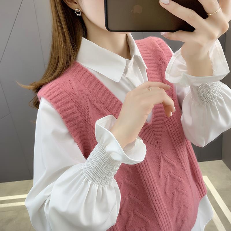 Principios de primavera y otoño 2024 nuevo chaleco popular de las mujeres Chaleco de punto suéter de las mujeres con cuello en V chaleco suelto ropa exterior image 9