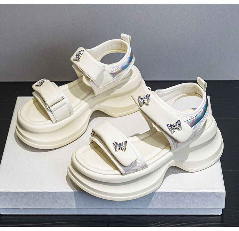 Dép sandal nữ quai chữ V đế dày 5 cm, phong cách thể thao, dán Velcro, phù hợp đi chơi ngoài trời hè 2026 — M2605 đen, M 2605m Màu sắc chi tiết 18
