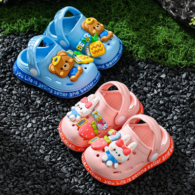 Детские летние тапочки в стиле Crocs, нескользящие босоножки для раннего возраста, закрытый носок, 1-6 лет, мягкая подошва