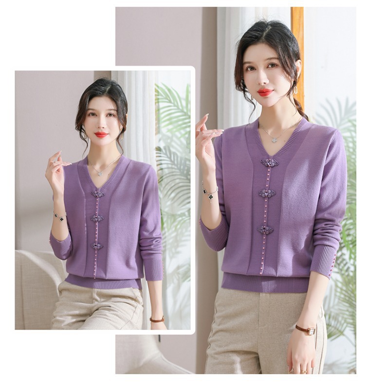 E5894 810K ÁO LEN NỮ TAIRYA ÁO LEN MÙA XUÂN THU ĐÔNG TRUNG NIÊN CỔ CHỮ V THỜI TRANG NỮ G03 SẢN PHẨM MỚI