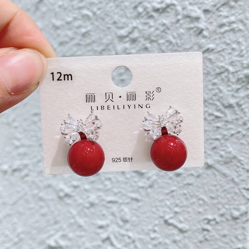 丽银/丽贝丽影红色系列耳饰复古时尚百搭氛围感滴油轻奢耳环预售|undefined