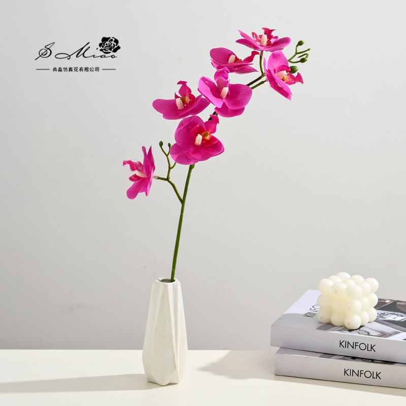 Flores falsas 7 película de flores sensación de orquídea mariposa bonsai flores de alta calidad sala de estar decoración floral decoración de imitación maceta image 12