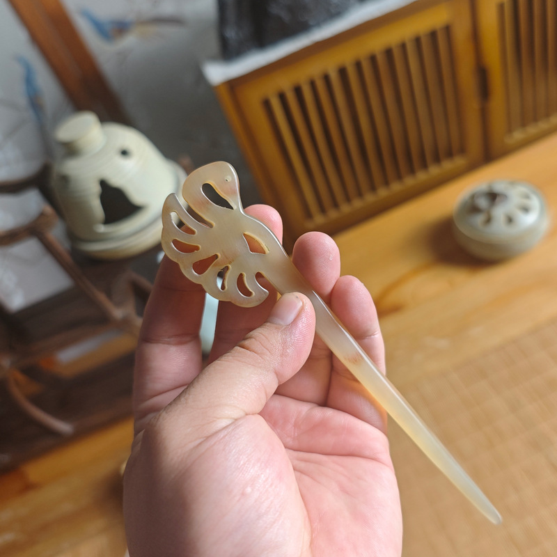 羊の角のかんざしの天然の国風の高級感のオリジナルの白鳥の髪飾りの新中国式の簡単な棚卸の工場は卸売りして直接販売します。|undefined