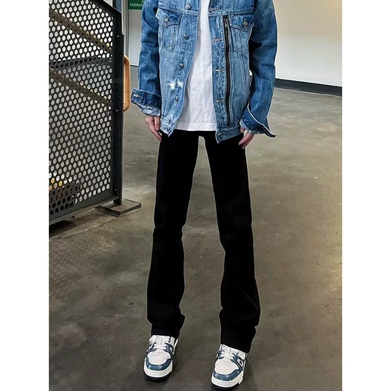 Черные брюки, джинсы, американский стиль, slim fit, свободный прямой крой, осень