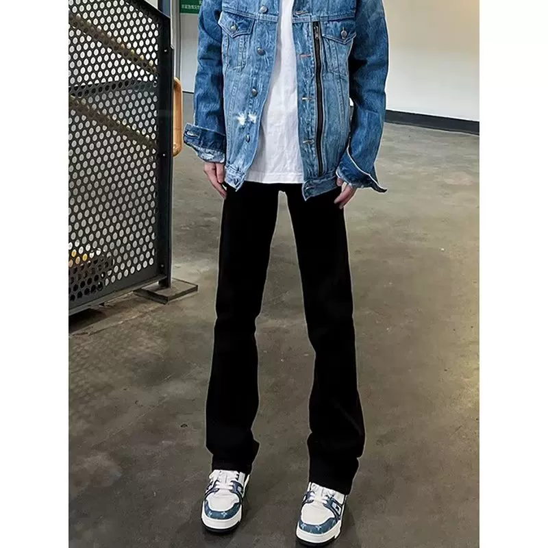 Черные брюки, джинсы, американский стиль, slim fit, свободный прямой крой, осень
