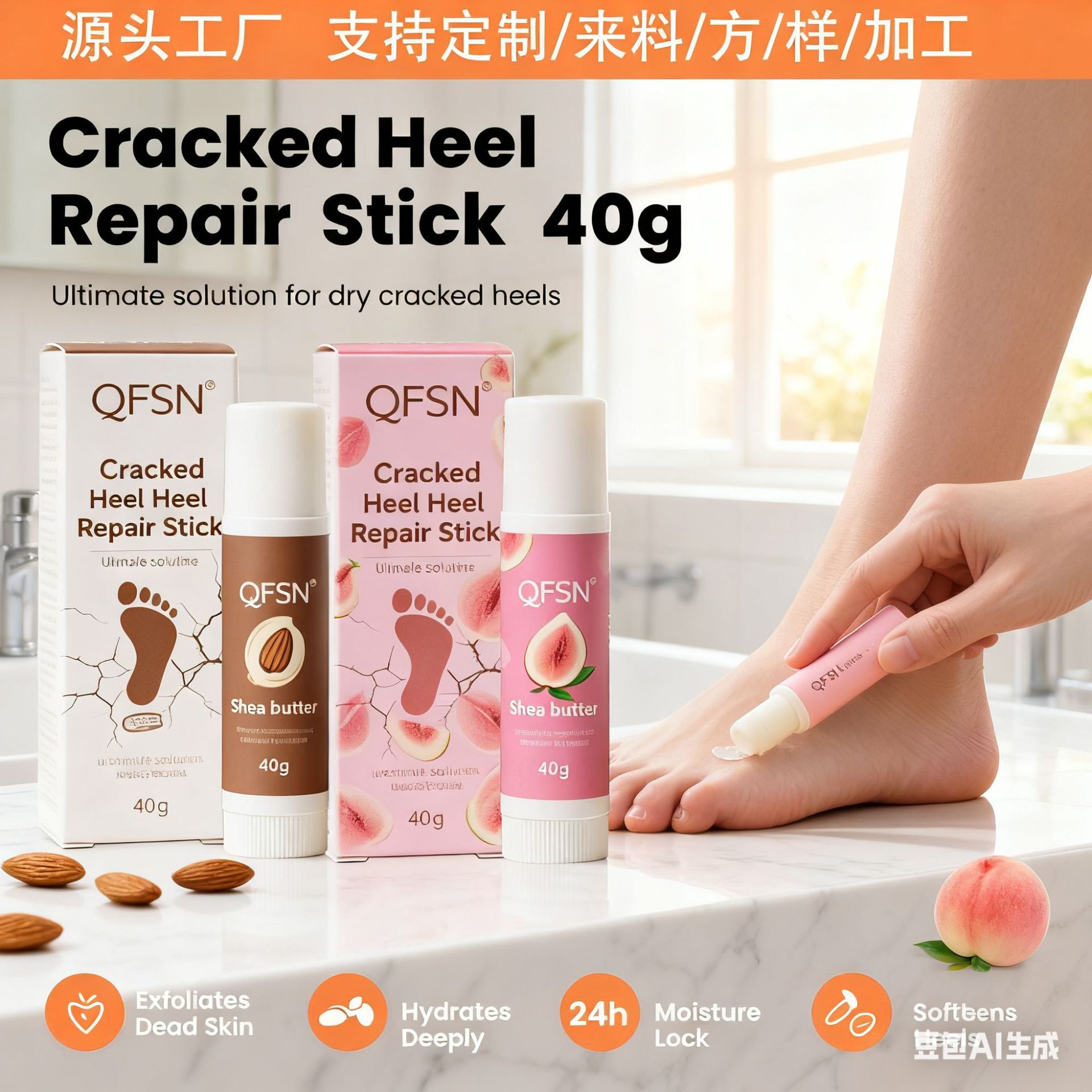 跨境皲裂膏OEM定制足部护理膏源头工厂代加工秋冬干燥呵护脚后跟