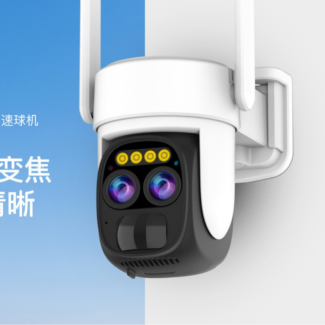 跨境10倍变焦双镜头户外低功耗太阳能摄像头支持4G流量卡夜视全彩