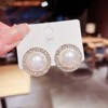 Fashionable silver needle, small design universal earrings from pearl, silver 925 sample, trend of season, flowered, fitted