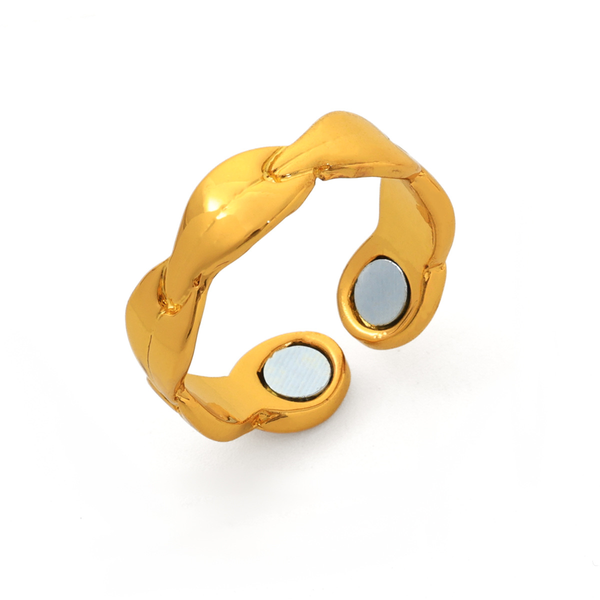 Pulseras de pareja populares europeas y americanas, joyería de metal con superficie lisa, magnética, ajustable y de extremo abierto para hombres y mujeres.