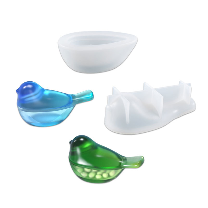 DIY pájaro resina molde alta espejo decoración de la Mesa 3D tridimensional pájaro caja de almacenamiento molde de silicona al por mayor