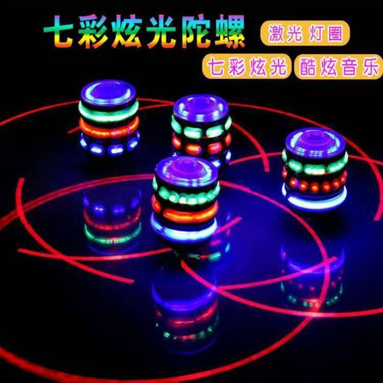 新款发光陀螺玩具儿童发光音乐陀螺旋转陀螺发光仿木陀螺玩具批发|undefined