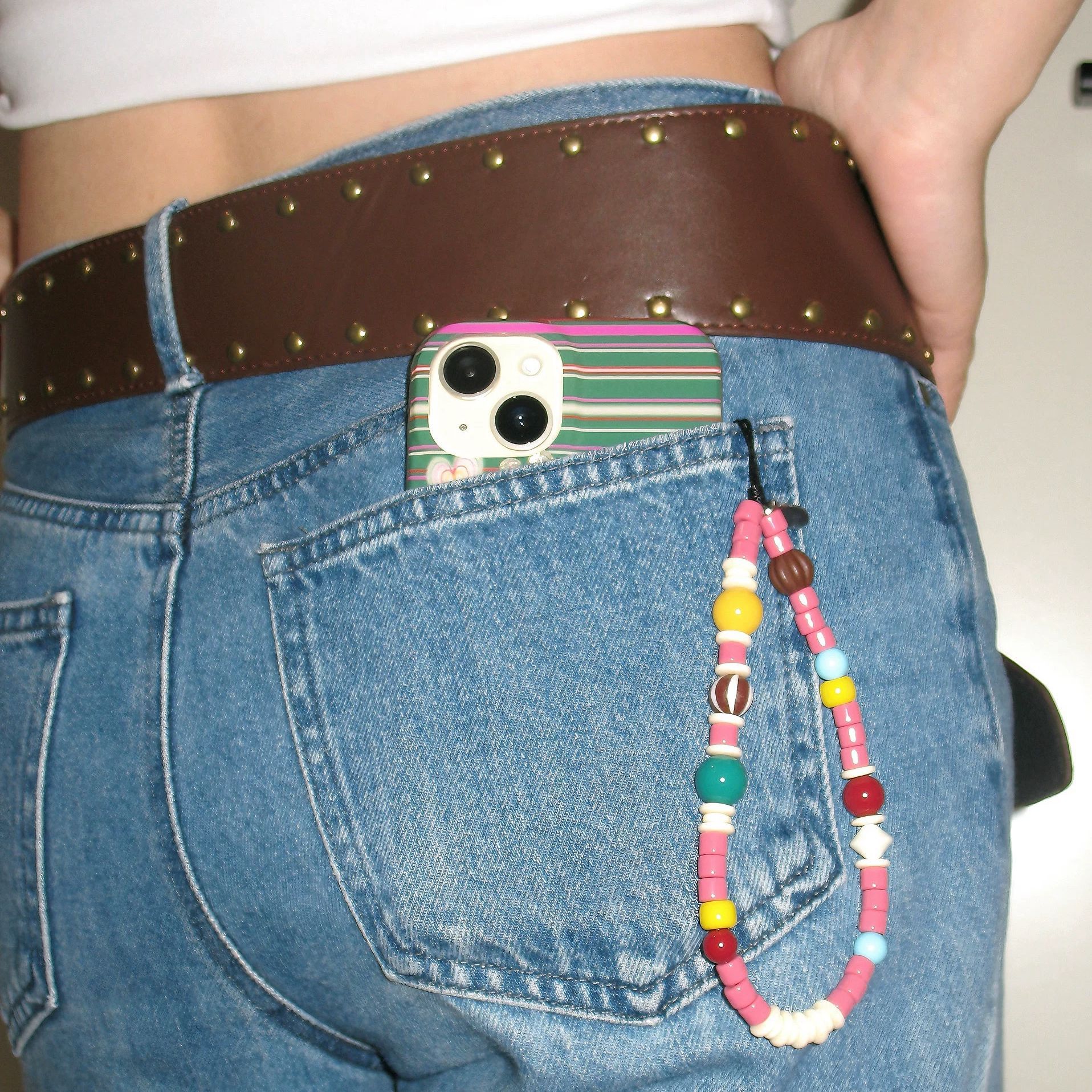 14g Weight Mobile Phone Chain Classification Casual Geometric PP PVC Beaded Mobile Phone Chain