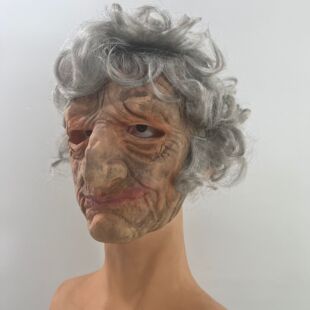 Old Man Curly Hair Grandma Mask Halloween Haunted House Graduation Season Script Kill COS Headgear Chamber of Secrets Escape NPC Props