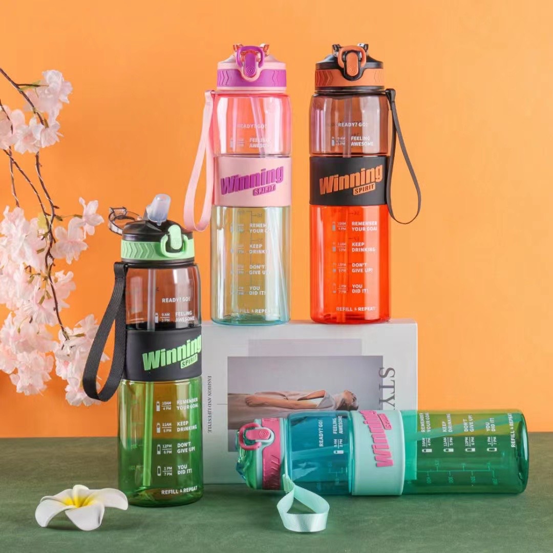 Botella deportiva de gran capacidad – Resistente al calor – Con pajilla para estudiantes y gimnasio