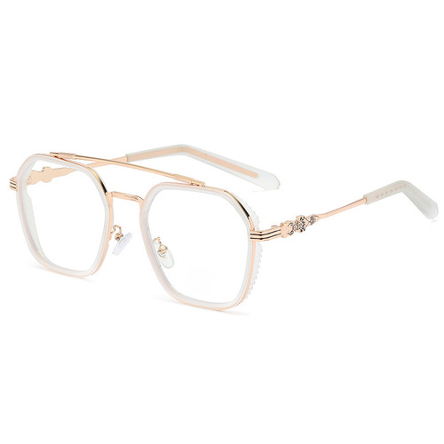 New style eyeglass frames, identical to those worn by William Chan, anti-blue light and single vision, fashionable double-bridge design, available for prescription glasses frames wholesale.