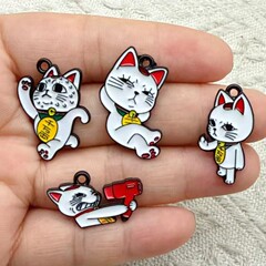 卡通招财猫吊坠动漫胆大党人物配件DIY滴油合金耳环钥匙扣挂件