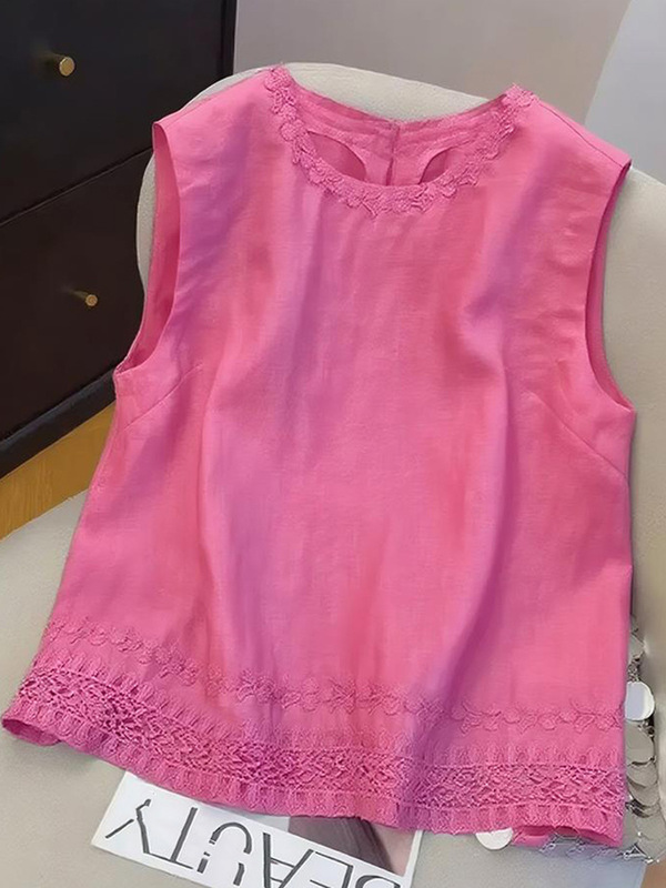 高级感花边刺绣无袖背心女夏季新款百搭显瘦漂亮小衫别致小上衣潮|undefined