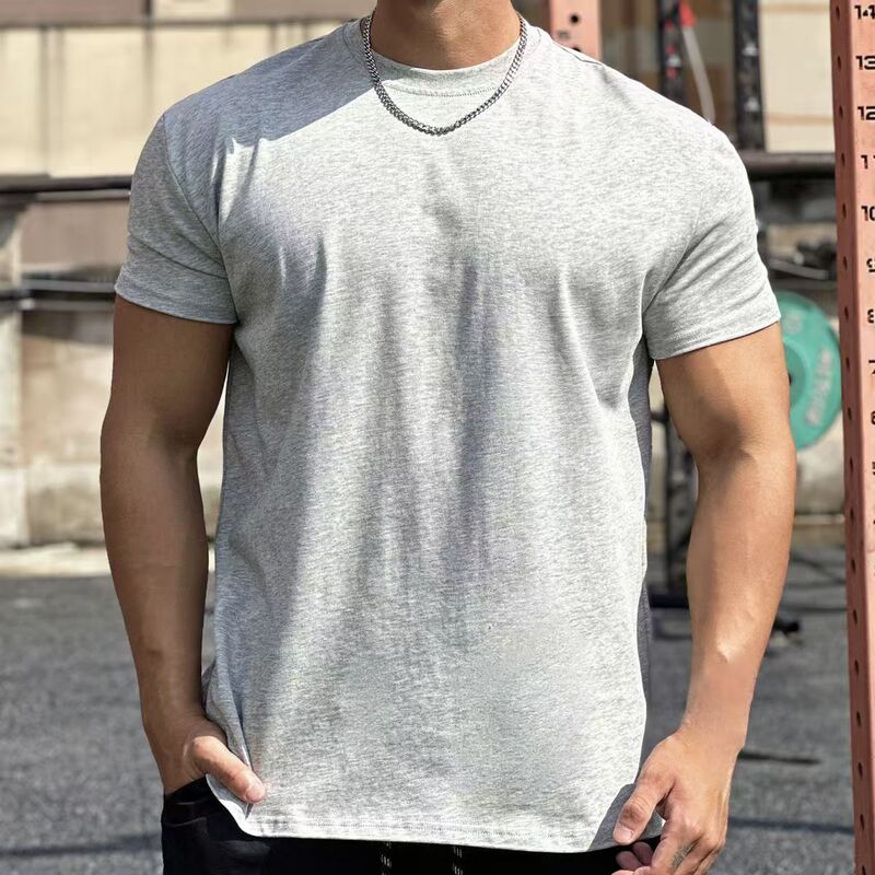 Muscle Sports Loose Cotton Fitness Short-Sleeved Basketball Uniform Running Training Elastic T-Shirt Round Neck Pure Color Base Shirt Muscle Sports Loose Cotton Fitness Short-Sleeved Basketball Uniform Running Training Elastic T-Shirt Round Neck Pure Color Base Shirt