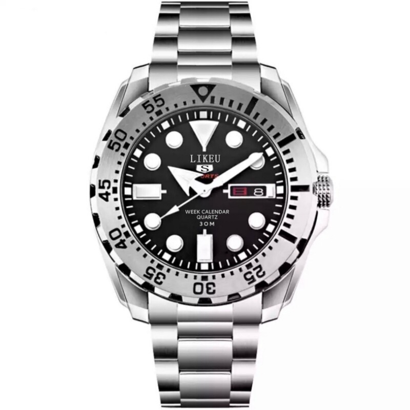 Seiko No. 5 watch men's luminous waterproof double calendar water ghost diving watch men's watch quartz hand for junior and senior high school students