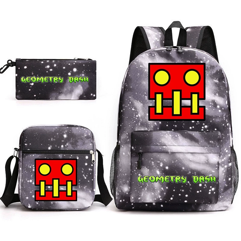 Геометрическая спринт игра Geometry Dash трехчастный рюкзак мужской и женский студентский кампус пенал холщовая сумка
