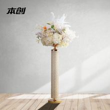 新款欧式圆形罗马柱花瓶结婚布置道具婚庆装饰路引水晶摆件批发