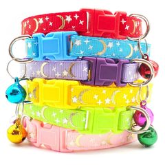 Gold foil five-pointed star moon pet collar cute cat collar holiday gift pet accessory pendant