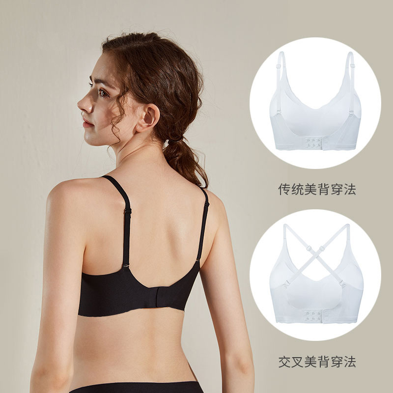 Bras detachable cup with no size beautiful back buckle underwear women's seamless high elastic light gathered bra factory price