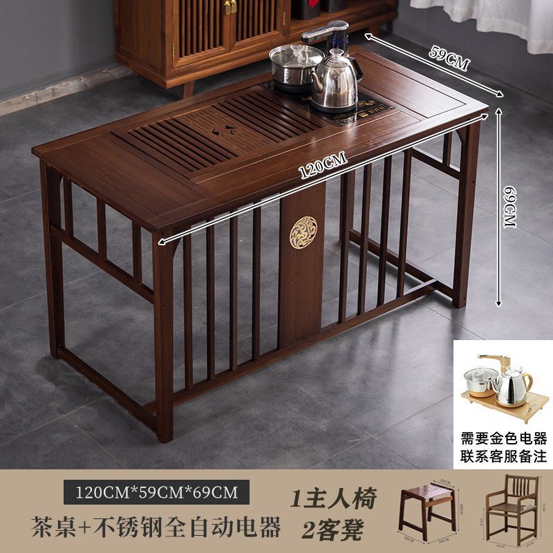 Mesa de té de oficina de balcón pequeña mesa y silla doméstica combinación de hervidor de agua en un conjunto completo de madera maciza nuevo estilo chino batería húmeda