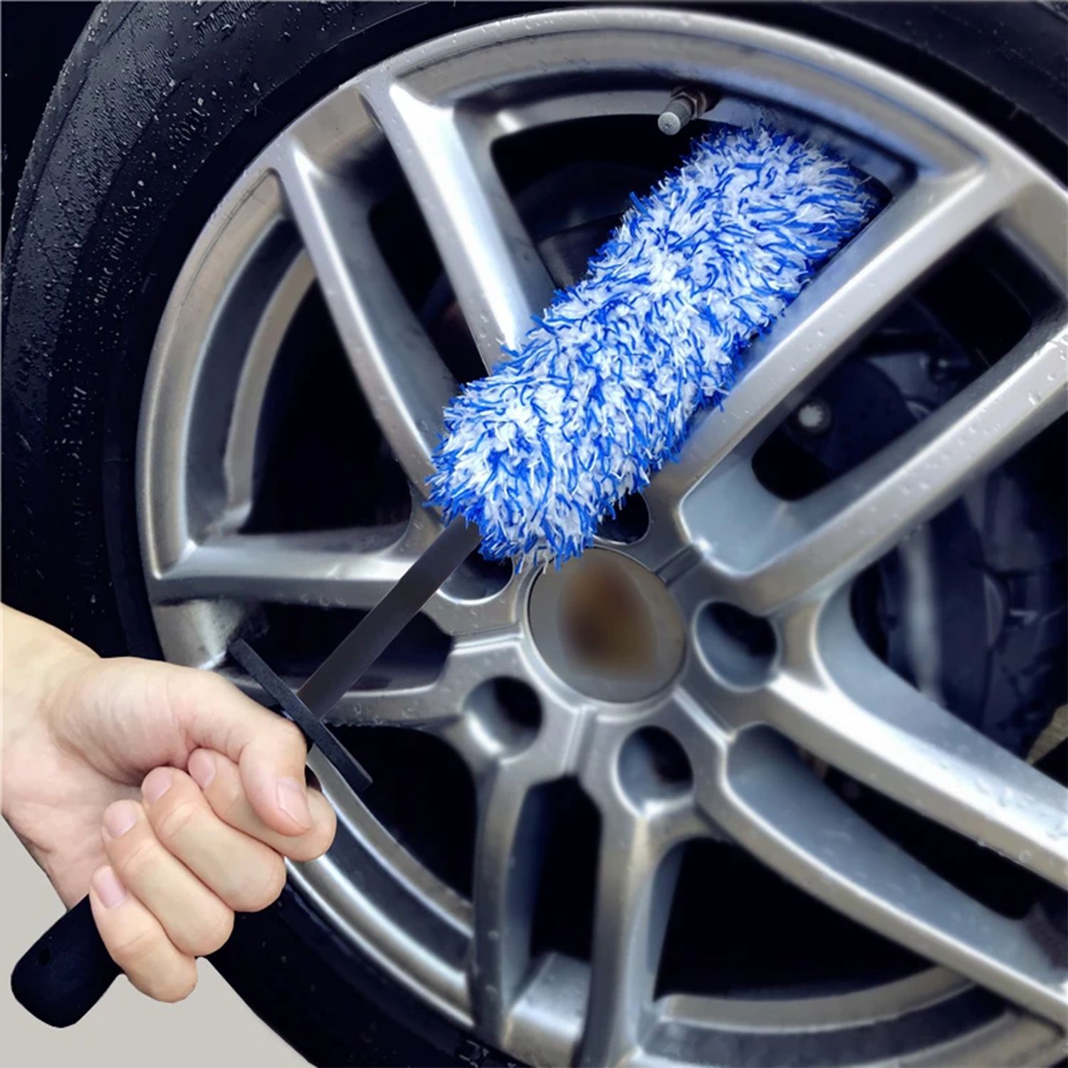 Microfiber Twisted Long-Handled Tire Brush Car Wash Tool Decontamination Dust Duster Plush Car Wheel Hub Cleaning Brush