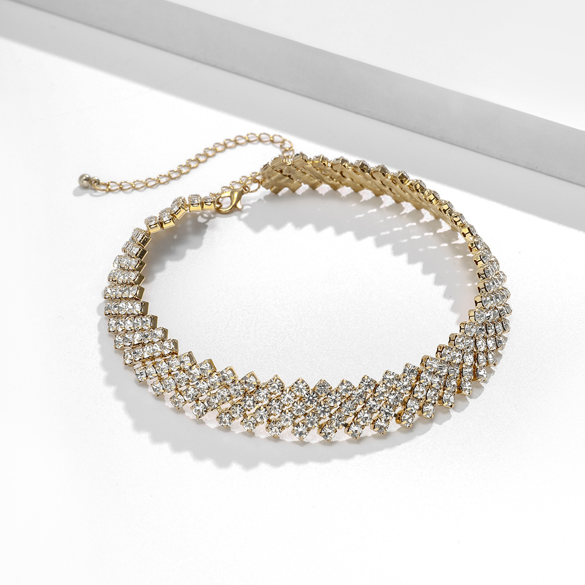 Personalized Hip-hop Arrangement, Simple Single-layer Necklace, Ethnic Geometric Diamond Micro Inlaid Necklace_voghion.com