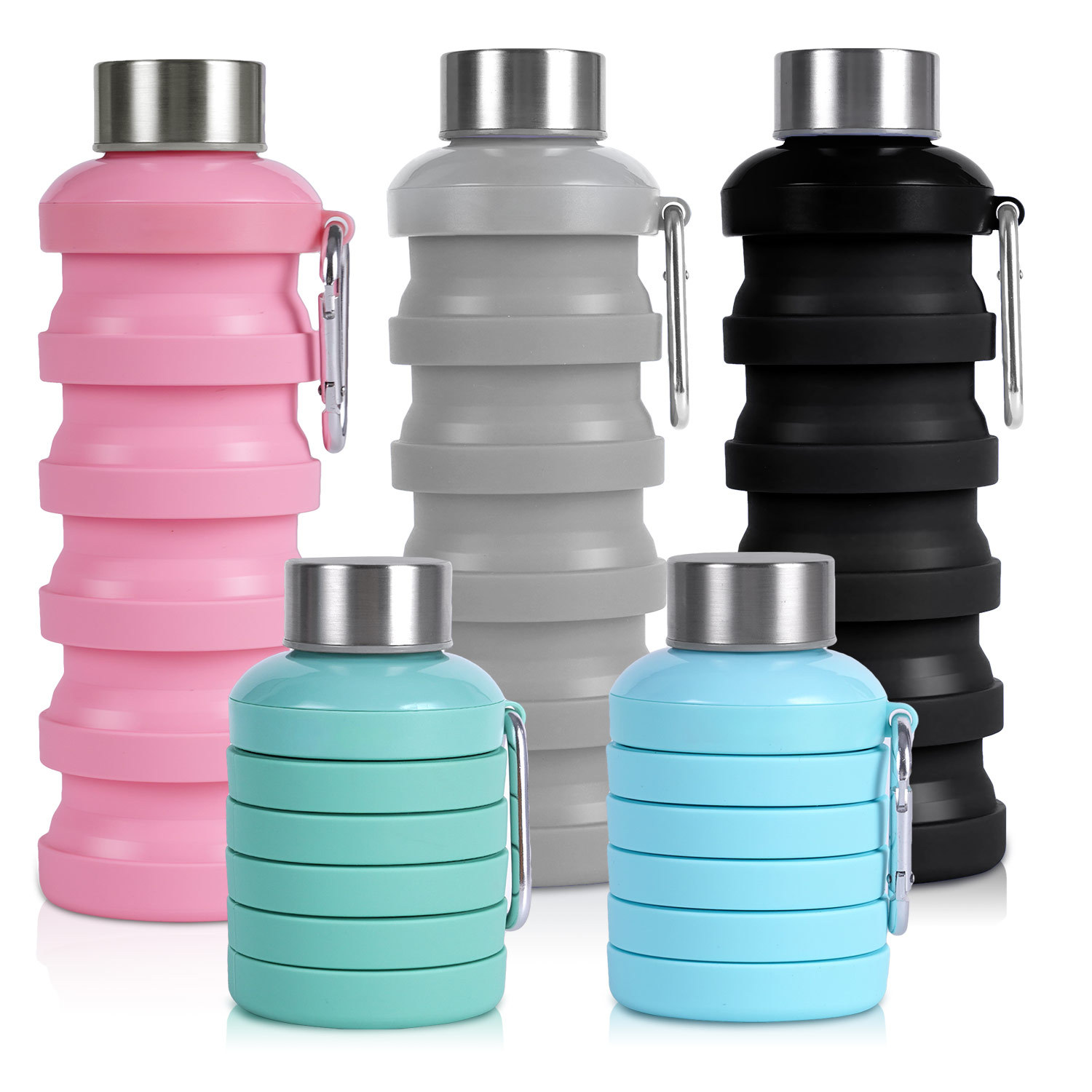 Taza de agua plegable de deportes al aire libre para viajar con hervidor portátil retráctil resistente a altas temperaturas y desgaste de grado alimenticio taza de agua de silicona