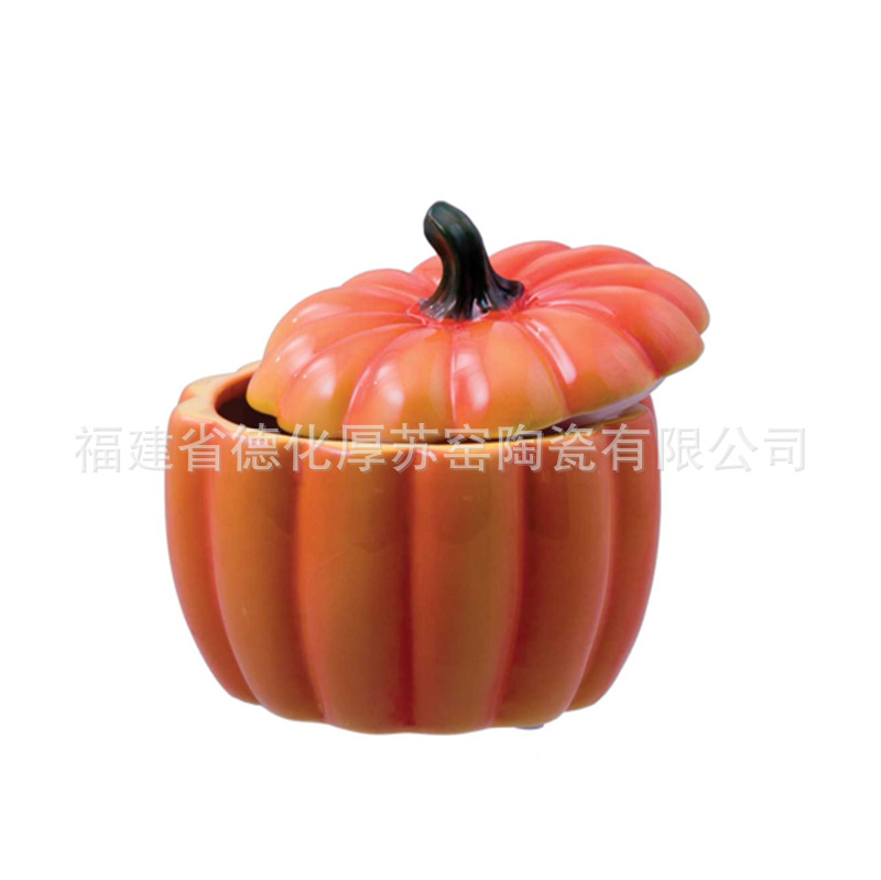 Orange Ceramic Pumpkin with Li