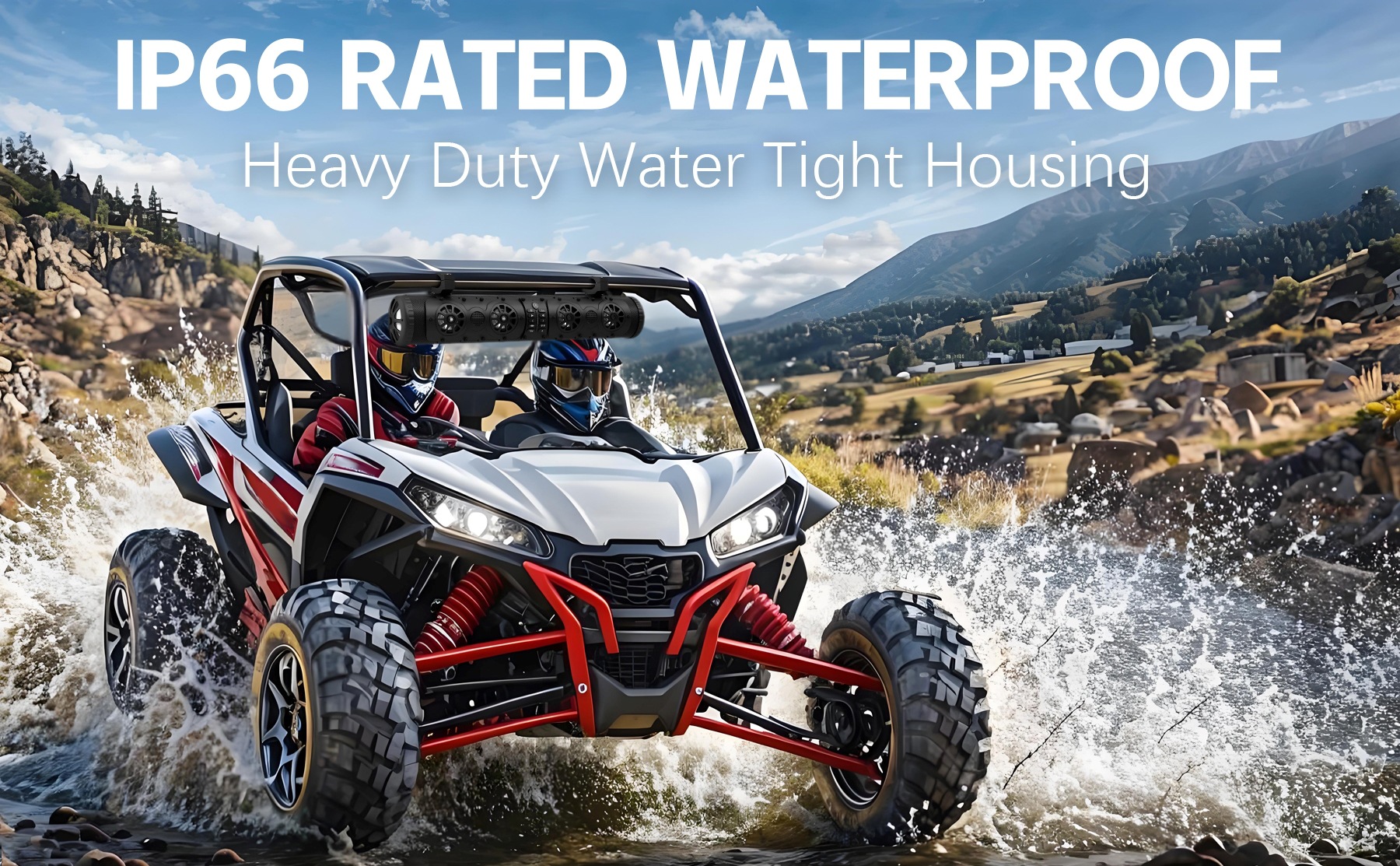27inch Utv Golf Cart Atv Beach Vehicle Soundbar Bluetooth Speaker with USB and Aux Led