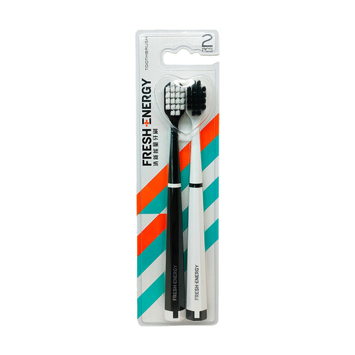 Premium Wide Head Toothbrush 54 Holes Classic Black and White Model, 2-Piece Set Soft Bristle Toothbrush Flexible Cleaning Care