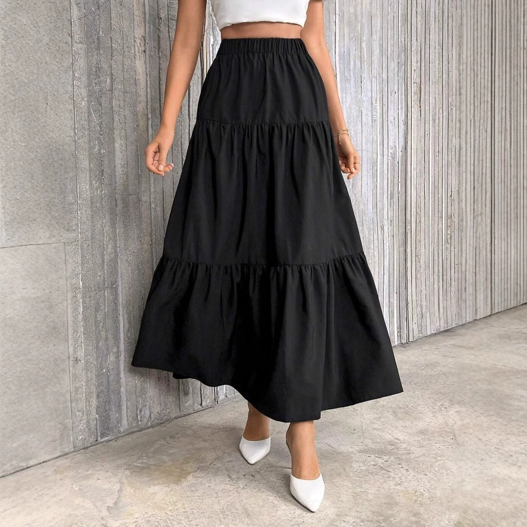 Amazon Independent Station Женская богемная струящаяся многослойная длинная юбка трапециевидной формы в европейском и американском стиле.