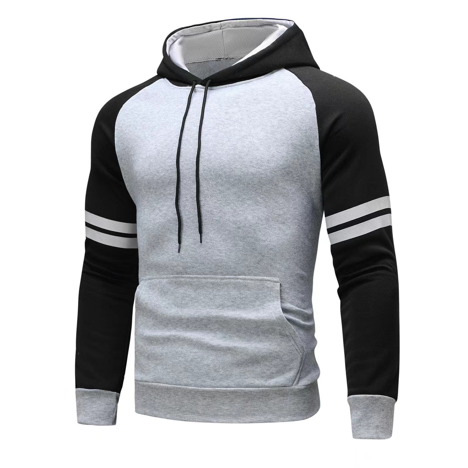 2024 new casual sports fitness contrasting men's autumn and winter style color blocked striped sweatshirt pullover with_voghion.com