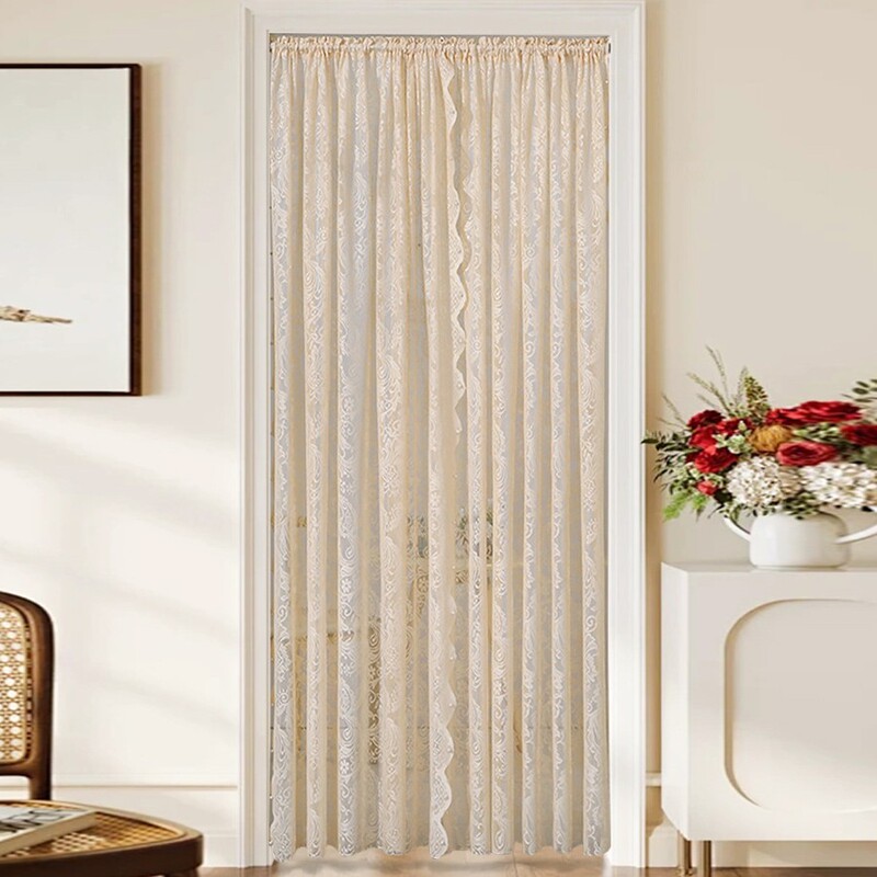 Door Curtain Partition Curtain Lace Gauze Curtain 2025 New High-End Anti-Mosquito Privacy Anti-Peeping Curtain French Girls Bedroom