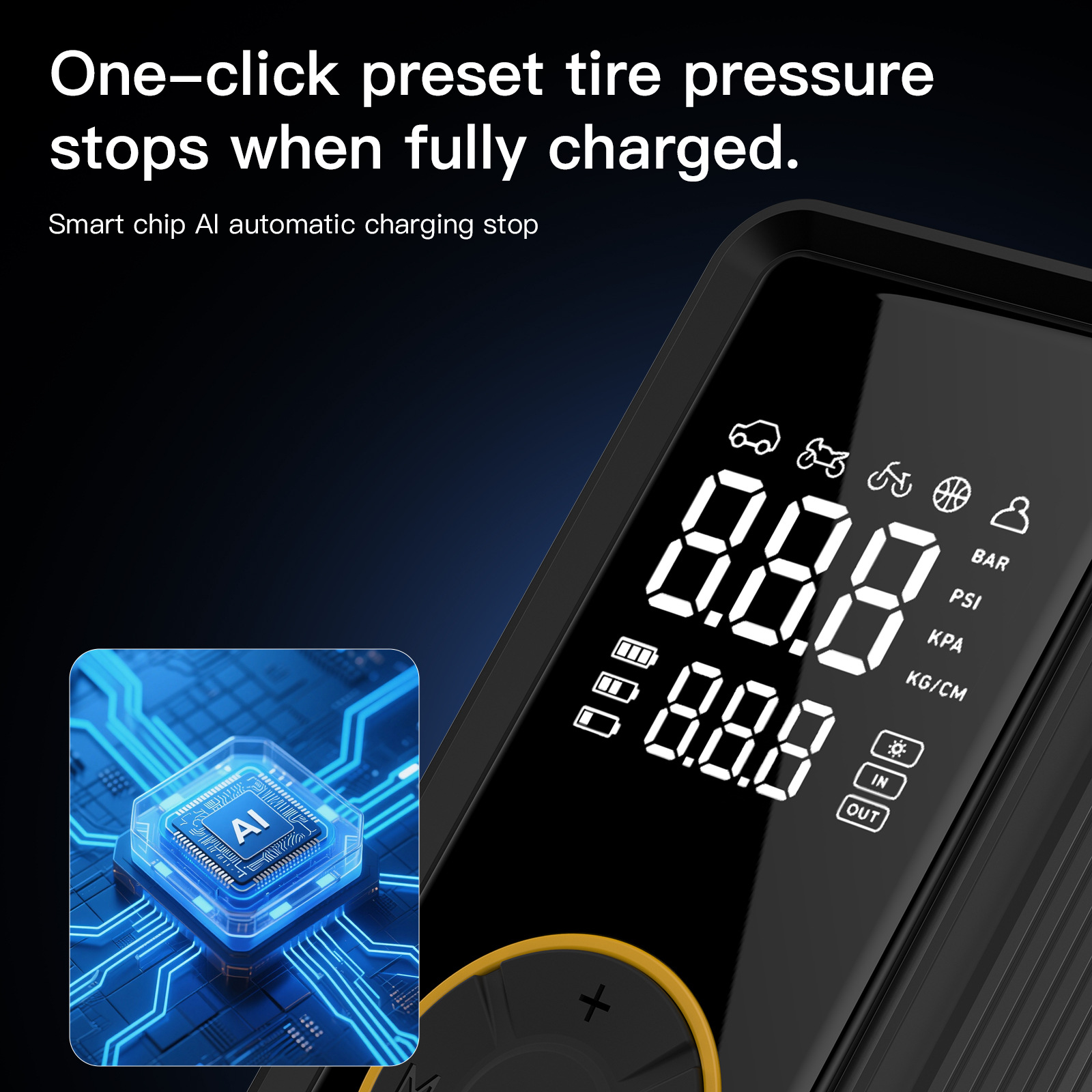 Car Air Pump, Portable Car Air Pump, High-Power Tire Inflator, Multi-Functional Emergency Air Pump