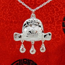 足银99状元帽长命锁吊坠儿童婴儿宝宝银锁包厂家批发代发儿童款