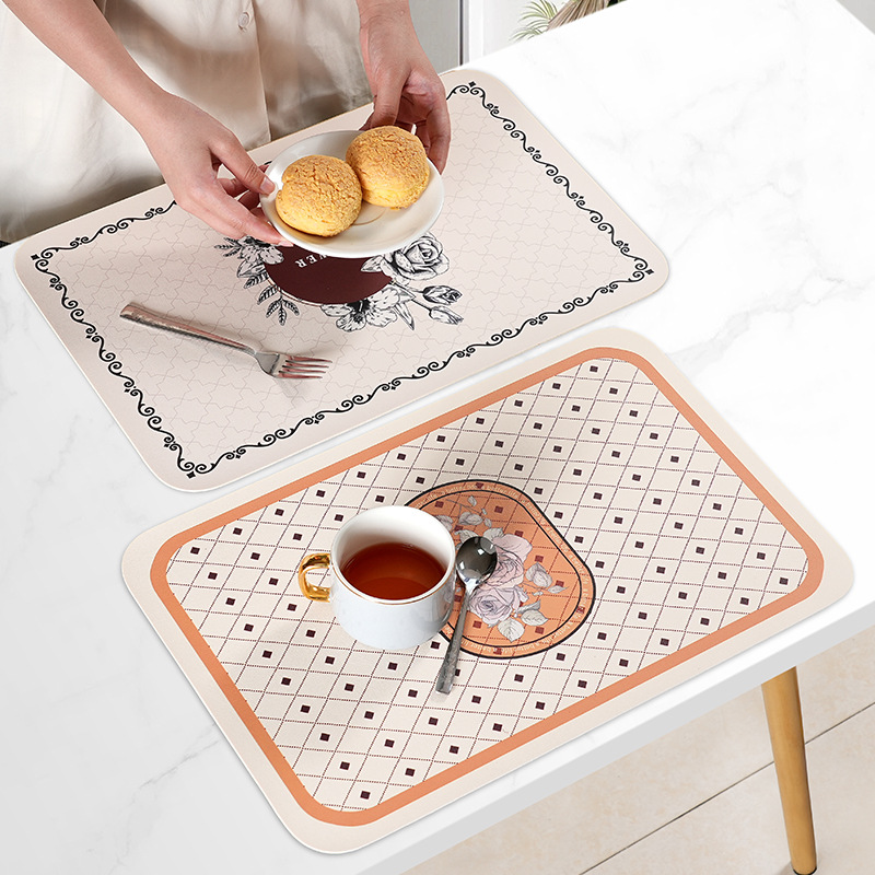 Estera de cuero de lujo ligero nórdico estera de placa antideslizante a prueba de aceite estera de mesa estera de aislamiento térmico estera de tazón antiquemaduras posavasos desechable