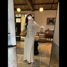 巨好看的早秋漂亮韩系小套装清冷富家千金穿搭气质连衣裙子女秋季