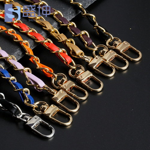 Customized Lightweight Aluminum Chain Bag Strap Replacement Metal Chain Shoulder Strap for Crossbody Bags with Leather Aluminum Chain Belt