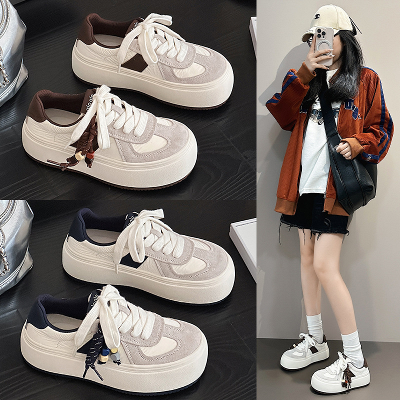 德训鞋女2025秋季新款真皮休闲鞋百搭小白鞋轻便松糕厚底时尚板鞋|undefined