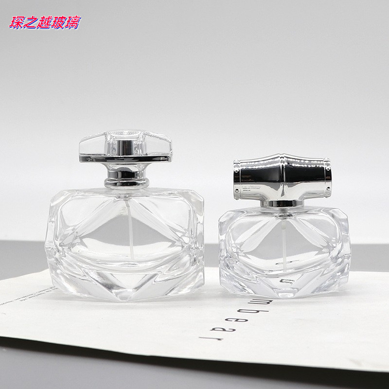 菱形方形玻璃香水瓶分装瓶80ml高档喷雾瓶卡口便携瓶子化妆品空瓶