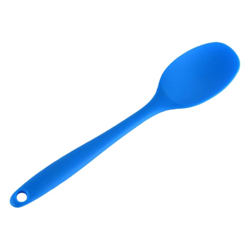 En stock tamaño pequeño integrado mango todo incluido cuchara de sopa de silicona olla antiadherente cáscara de sopa raspado cuchara de cocina utensilios de cocina vajilla