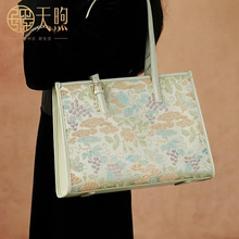 天煦包包女大容量托特包中国风手提包复古大气单肩斜挎包牛皮女包