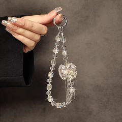 手機掛繩短款手腕掛鏈愛心寶石水晶蝴蝶手鍊精品手作高檔輕奢女款