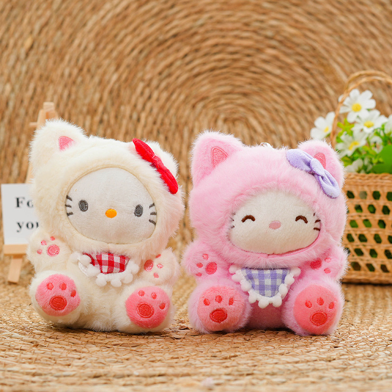 可爱hellokitty毛绒挂件kt猫玩偶凯蒂猫玩偶公仔卡通钥匙扣书包挂|undefined